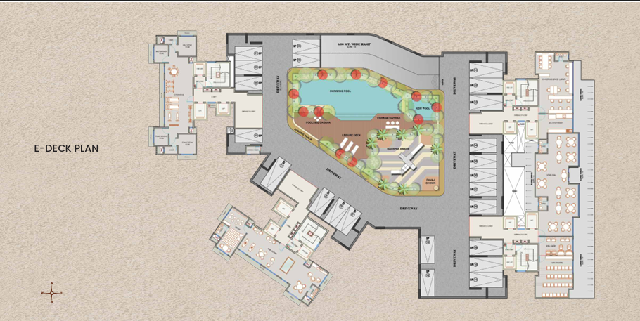 E-Deck plan showing the pool and amenity deck